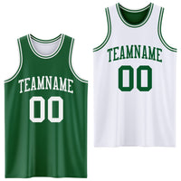 Custom Reversible Kelly Green White Double Side Sublimation Basketball Set Jersey