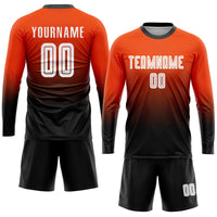 Custom Orange White-Black Sublimation Fade Fashion Soccer Uniform Jersey