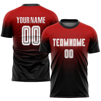 Custom Red White-Black Sublimation Fade Fashion Soccer Uniform Jersey