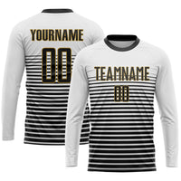 Custom White Black-Old Gold Sublimation Soccer Uniform Jersey