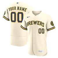 Milwaukee Brewers Nike Cream Home Authentic Custom Jersey