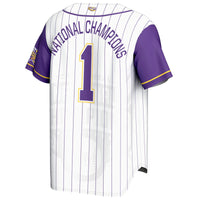#1 LSU Tigers GameDay Greats 2025 NCAA Baseball College World Series Champions Lightweight Baseball Jersey - White