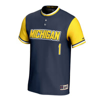 Michigan Wolverines GameDay Greats Lightweight Collegiate Softball Fashion Jersey - Navy