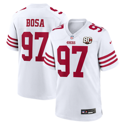 San Francisco 49ers Nick Bosa Nike White 80th Anniversary Game Jersey
