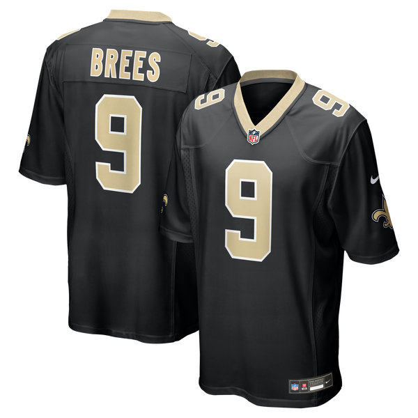 New Orleans Saints Drew Brees Nike Black Team Game Jersey
