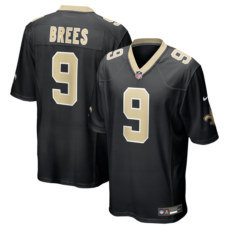 New Orleans Saints Drew Brees Nike Black Team Game Jersey