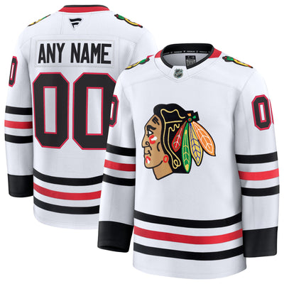 Chicago Blackhawks Fanatics White Away Premium Custom Jersey