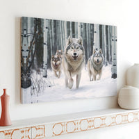 Wolf Pack Winter Forest Printable Wall Art | Digital Download | Horizontal Printable Home Decor
