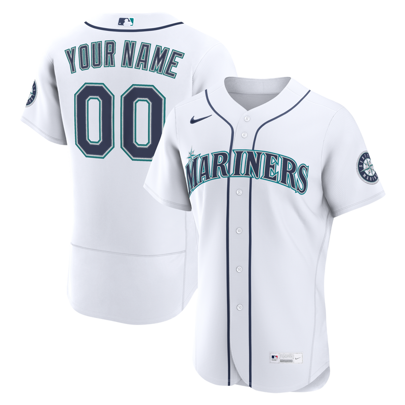 Seattle Mariners Nike White Home Authentic Custom Jersey