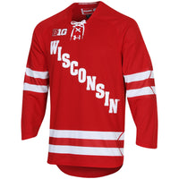 Wisconsin Badgers Under Armour UA Replica Hockey Jersey - Red