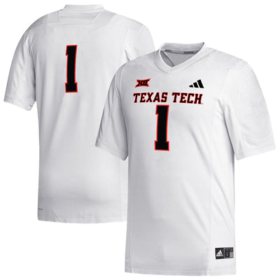 #1 Texas Tech Red Raiders adidas Replica Football Jersey - White