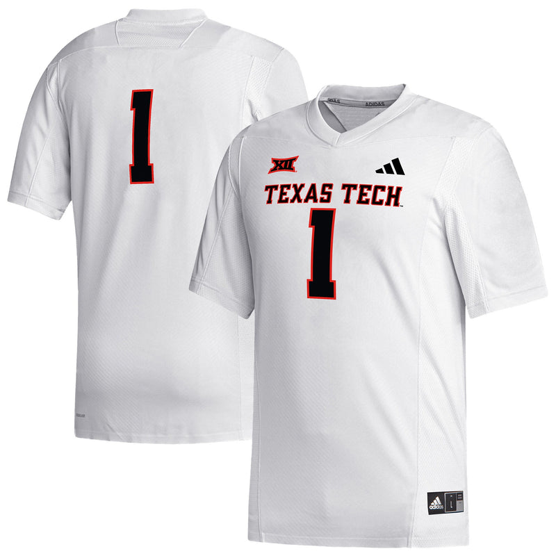 #1 Texas Tech Red Raiders adidas Replica Football Jersey - White