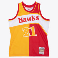 Atlanta Hawks Mitchell & Ness Dominique Wilkins 1986 Split Swingman Jersey - Red/Yellow