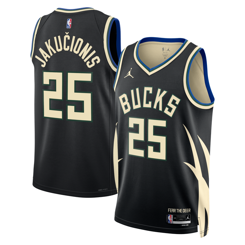 Milwaukee Bucks Jordan Brand Statement Edition Swingman Jersey - Hunter Green - Kasparas Jakučionis