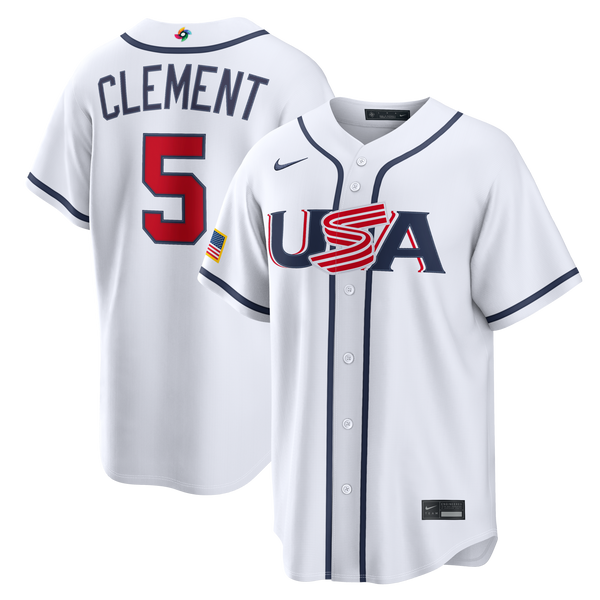 USA Baseball Ernie Clement Nike White 2026 World Baseball Classic Home Stadium Jersey