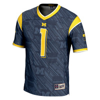 Michigan Wolverines #1 GameDay Greats Navy Highlight Print Football Fashion Jersey