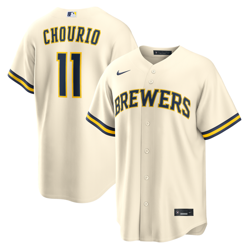 Milwaukee Brewers Jackson Chourio Nike Cream Home Replica Jersey