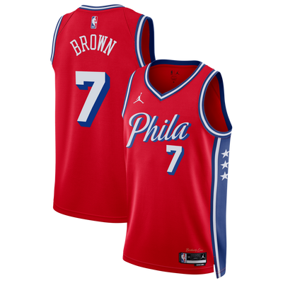 hiladelphia 76ers Jordan Brand Statement Edition Swingman Jersey - Red - Jaylen Brown