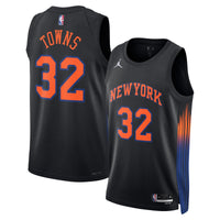 New York Knicks Jordan Brand Statement Edition Jersey - Black - Karl-Anthony Towns -