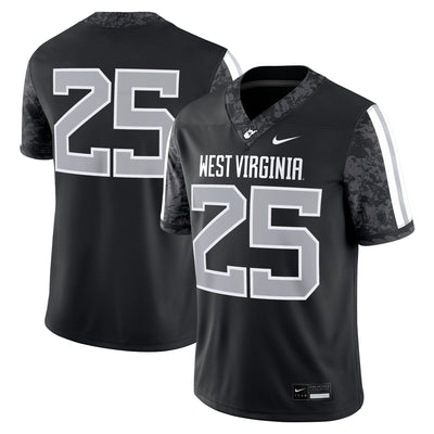#25 West Virginia Mountaineers Nike Alternate Game Jersey - Black