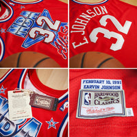 Magic Johnson NBA All-Star West 1991 x Mitchell & Ness Scarlett Authentic Jersey