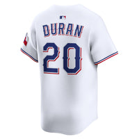 Texas Rangers Ezequiel Duran Nike White Home Limited Player Jersey