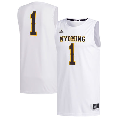 #1 Wyoming Cowboys adidas Replica Basketball Jersey - White