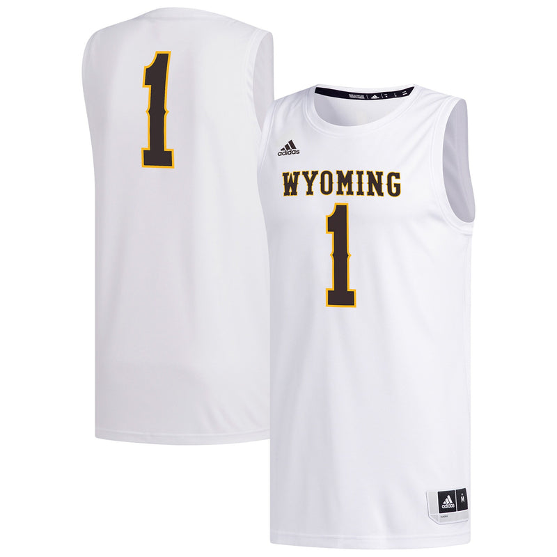 #1 Wyoming Cowboys adidas Replica Basketball Jersey - White