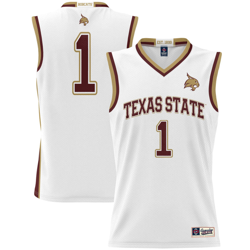 #1 Texas State Bobcats GameDay Greats Lightweight Basketball Jersey - White