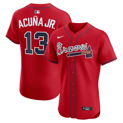 Atlanta Braves Ronald Acuña Jr. Nike Red Alternate 2 Elite Jersey