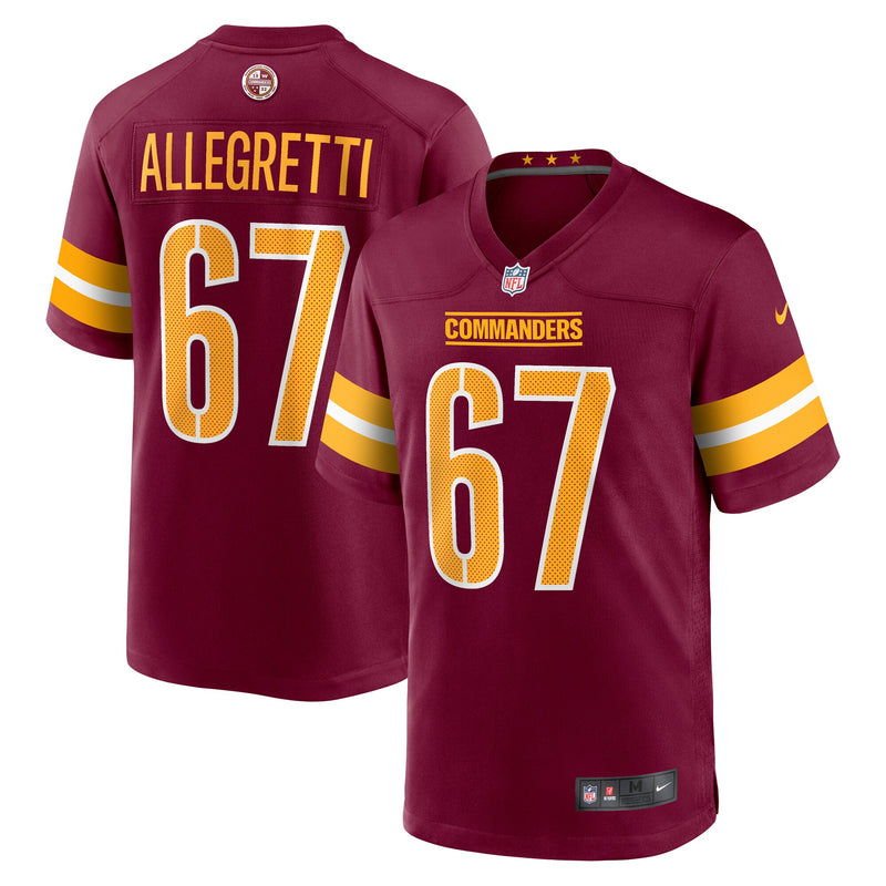 Washington Commanders Nick Allegretti Nike Burgundy Game Jersey