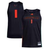 #1 Miami Hurricanes adidas Swingman Jersey - Black