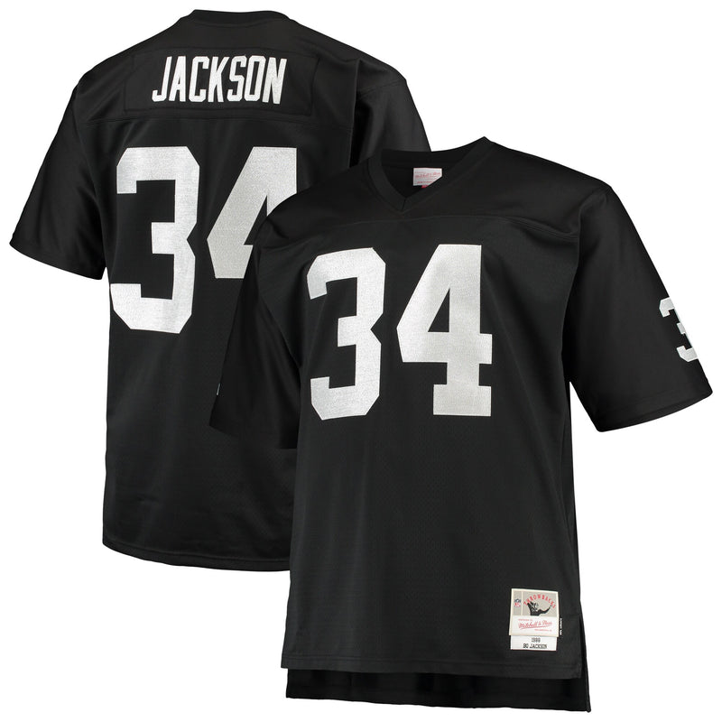 Las Vegas Raiders Bo Jackson Mitchell & Ness Black Big & Tall 1988 Retired Player Replica Jersey