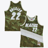 Portland Trail Blazers Mitchell & Ness Clyde Drexler 1991 Ghost Camo Swingman Jersey - Green