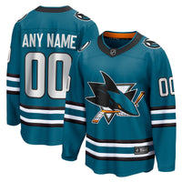 San Jose Sharks Fanatics Teal Home Breakaway Custom Jersey