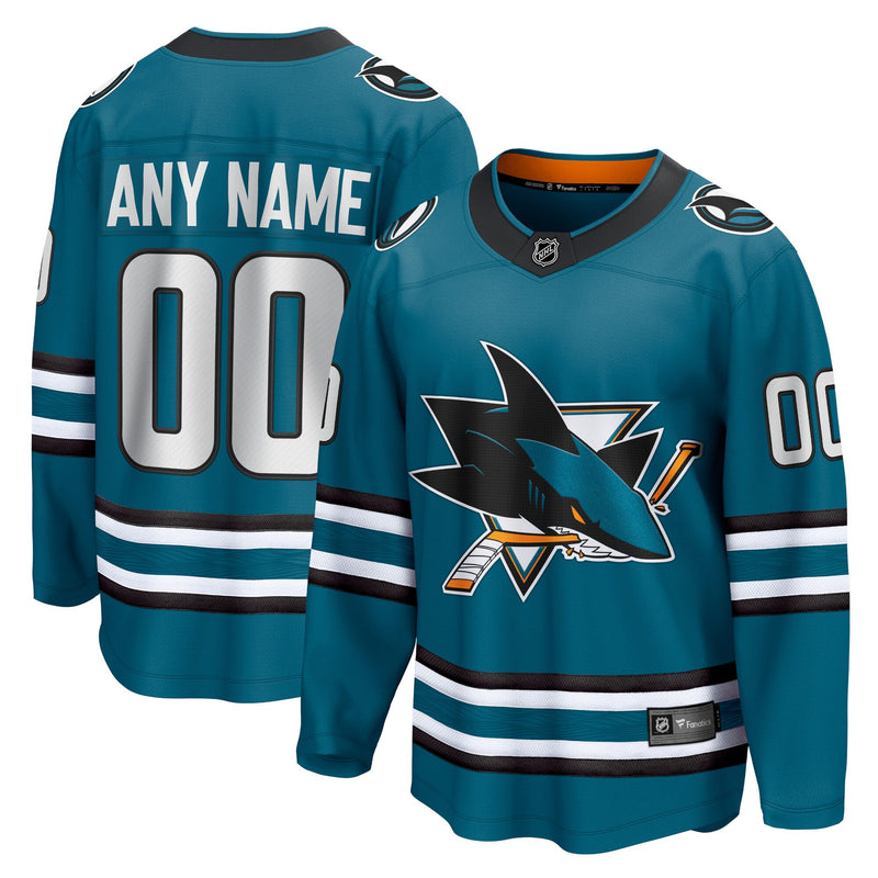 San Jose Sharks Fanatics Teal Home Breakaway Custom Jersey