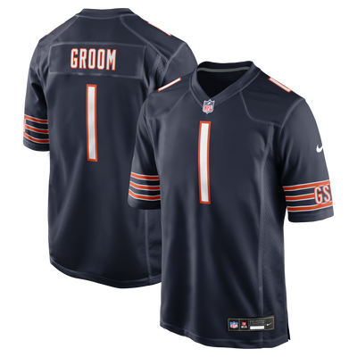 Chicago Bears Number 1 Groom Nike Navy Game Jersey