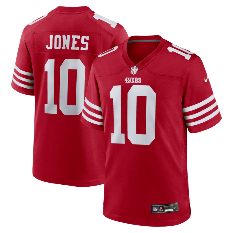 San Francisco 49ers Mac Jones Nike Scarlet Team Game Jersey
