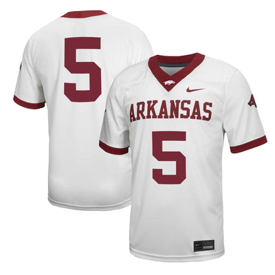 #5 Arkansas Razorbacks Nike Untouchable Football Jersey – White
