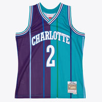 Charlotte Hornets Mitchell & Ness Larry Johnson 1992 Split Swingman Jersey