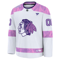 Chicago Blackhawks Fanatics White 2024 Hockey Fights Cancer Custom Practice Jersey