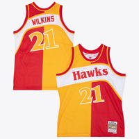 Atlanta Hawks Mitchell & Ness Dominique Wilkins 1986 Split Swingman Jersey - Red/Yellow
