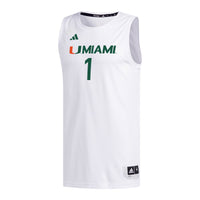 #1 Miami Hurricanes adidas Replica Basketball Jersey - White