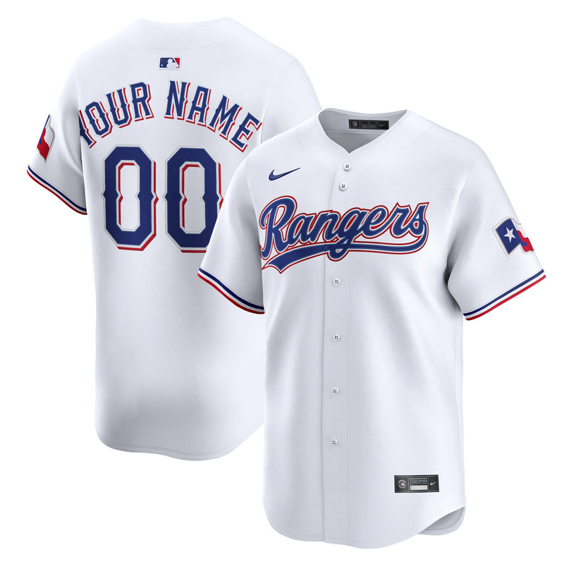 Texas Rangers Nike White Home Limited Custom Jersey