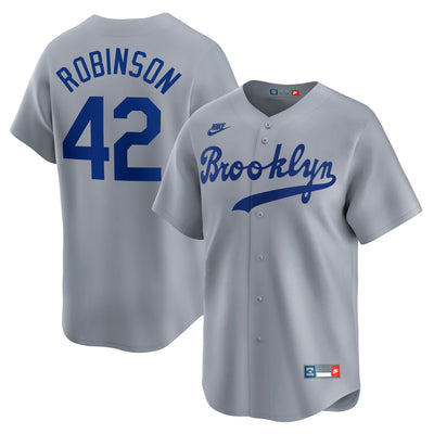 Brooklyn Dodgers Jackie Robinson Nike Gray Throwback Cooperstown Collection Limited Jersey