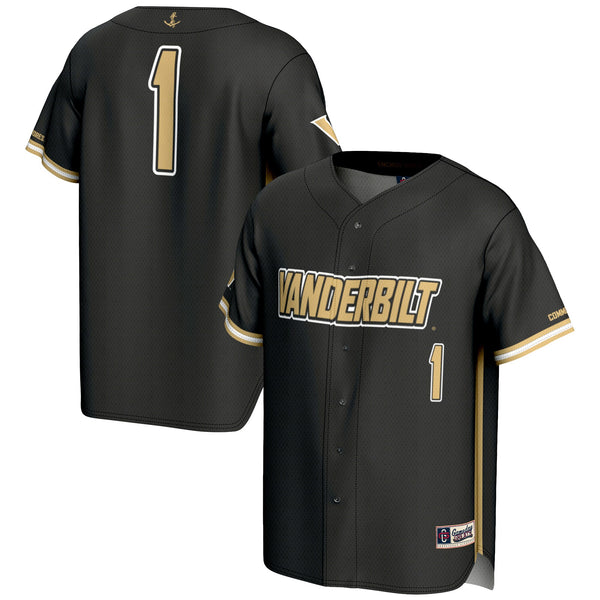#1 Vanderbilt Commodores GameDay Greats Lightweight Baseball Jersey - Black