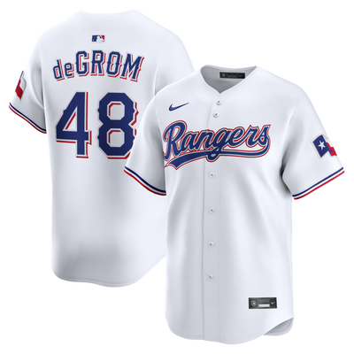 Texas Rangers Jacob deGrom Nike White Home Limited Jersey