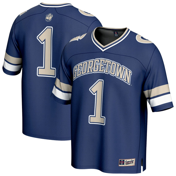 #1 Georgetown Hoyas GameDay Greats Lightweight Collegiate Football Fashion Jersey - Navy
