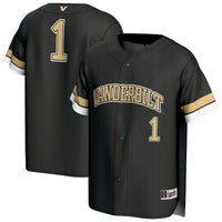#1 Vanderbilt Commodores GameDay Greats Lightweight Collegiate Baseball Fashion Jersey - Black