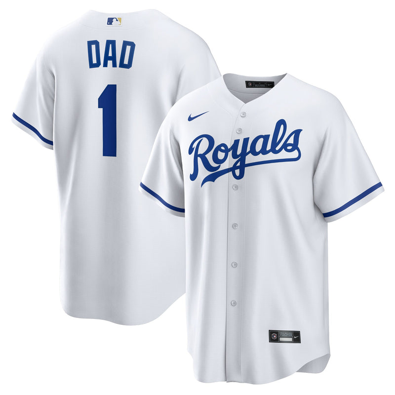 Kansas City Royals Nike White #1 Dad Home Replica Jersey